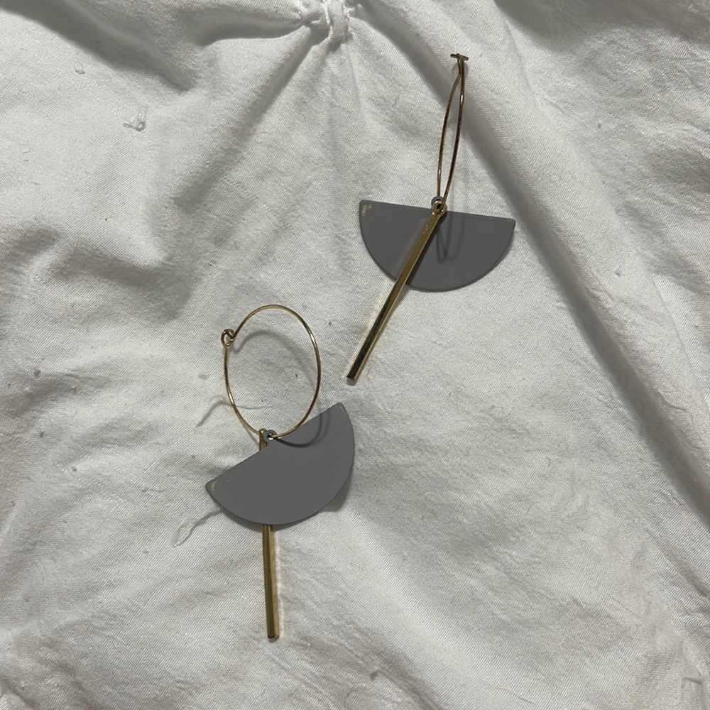 Geometric Gray & Gold Earrings